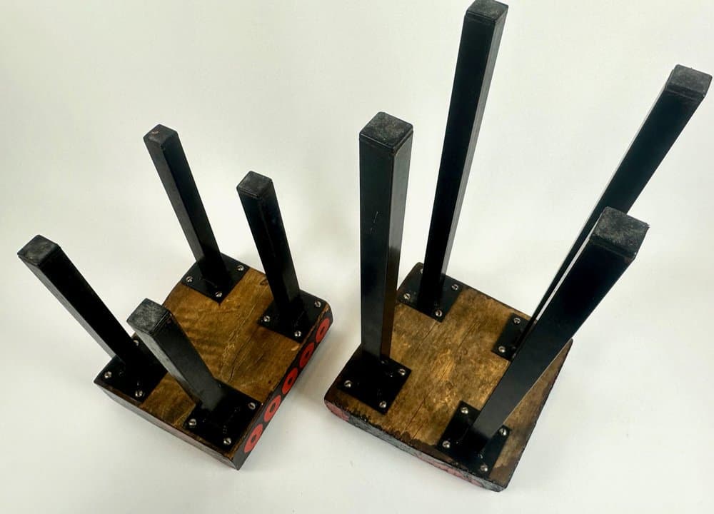 Set of Two Stools, Hand-Painted, Black, Wood, Germany, 1970s. - 150775