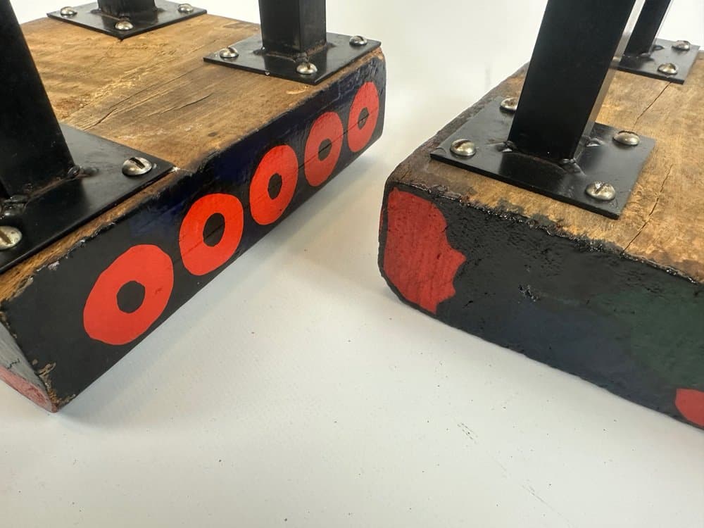 Set of Two Stools, Hand-Painted, Black, Wood, Germany, 1970s. - 150773