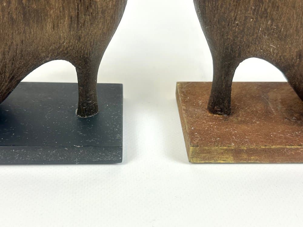 Para podpórek do książek, mid-century, brązowy, drewno, lata 60. - 150835