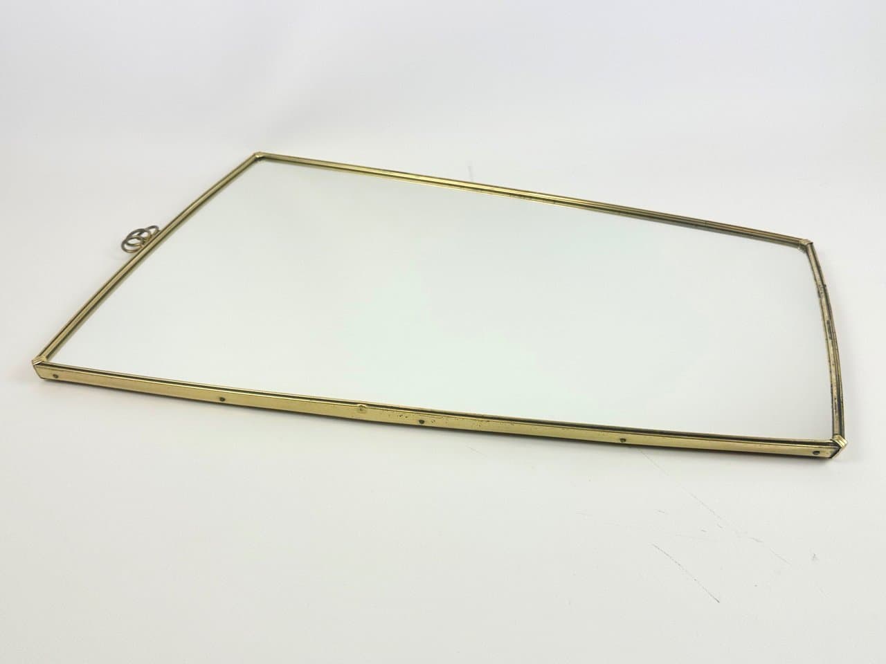 Lustro ścienne, złoty, aluminium mosiądz szkło, Niemcy, lata 50. - 150856