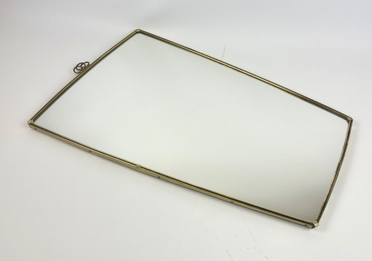 Lustro ścienne, złoty, aluminium mosiądz szkło, Niemcy, lata 50. - 150858