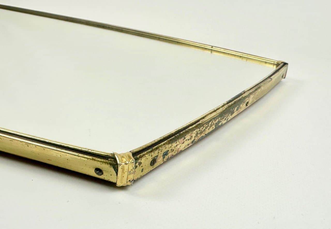 Lustro ścienne, złoty, aluminium mosiądz szkło, Niemcy, lata 50. - 150857