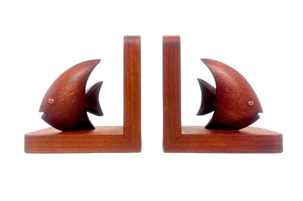 para podpórek na książki Scalar Fish, teak brąz ciemny, Dania, lata 60. - 148366