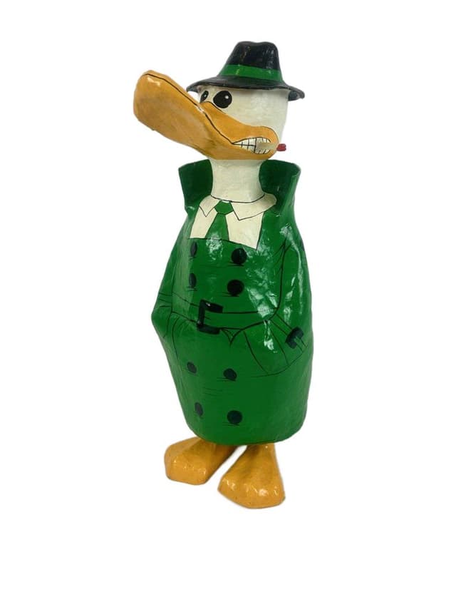 Figurka detektyw, zielony, papier mâché, Niemcy, lata 60. - WYMIARY