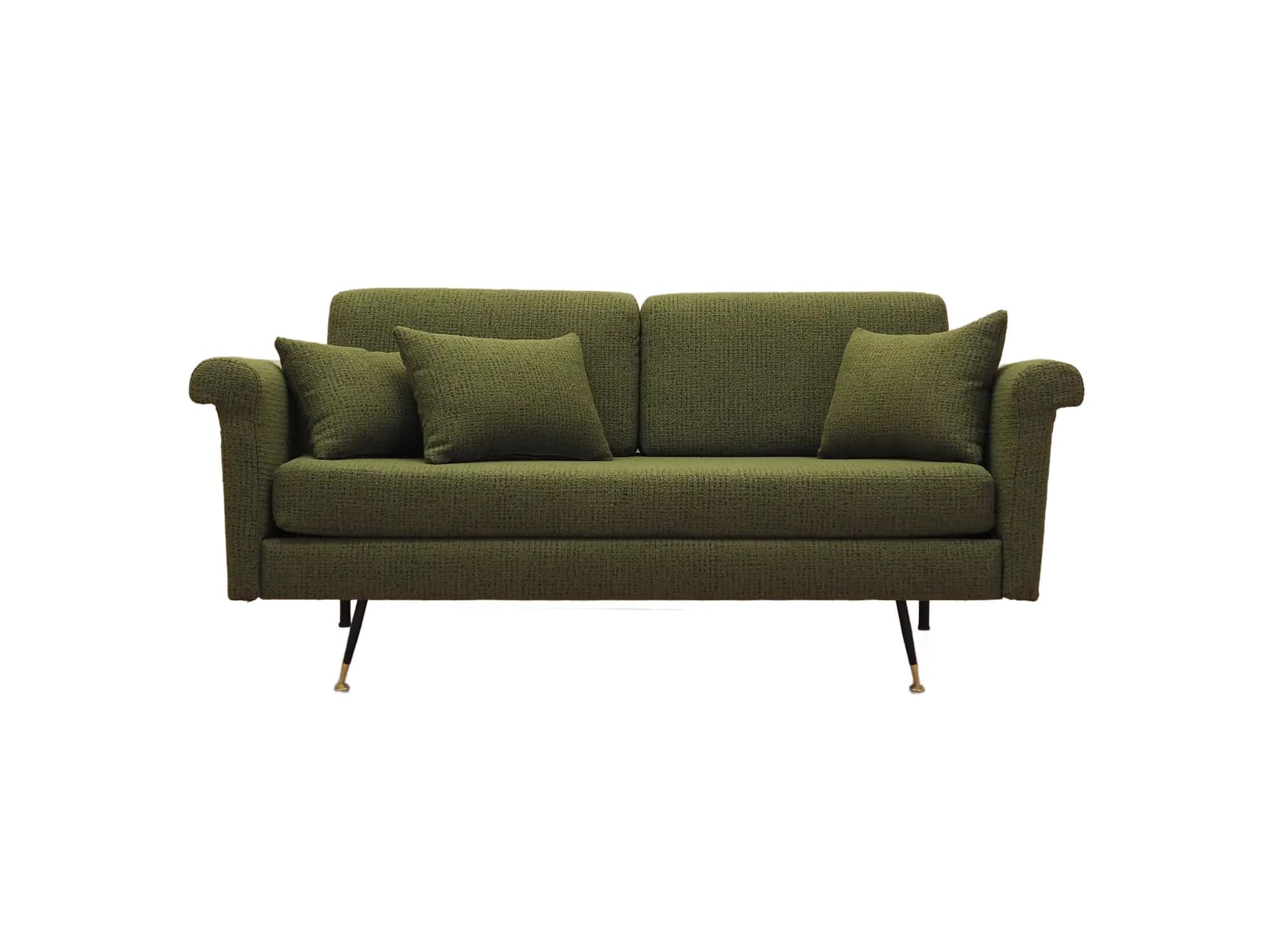 Sofa, green fabric, black metal, Italy, 1960s.