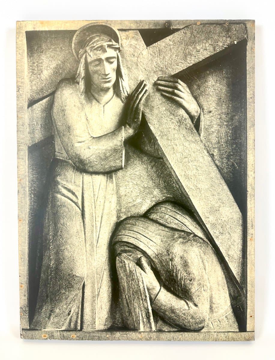 Komplet trzech plansz Droga Krzyżowa Brutalist, czarny, kość słoniowa, papier, sklejka, Niemcy, lata 60. - 150984