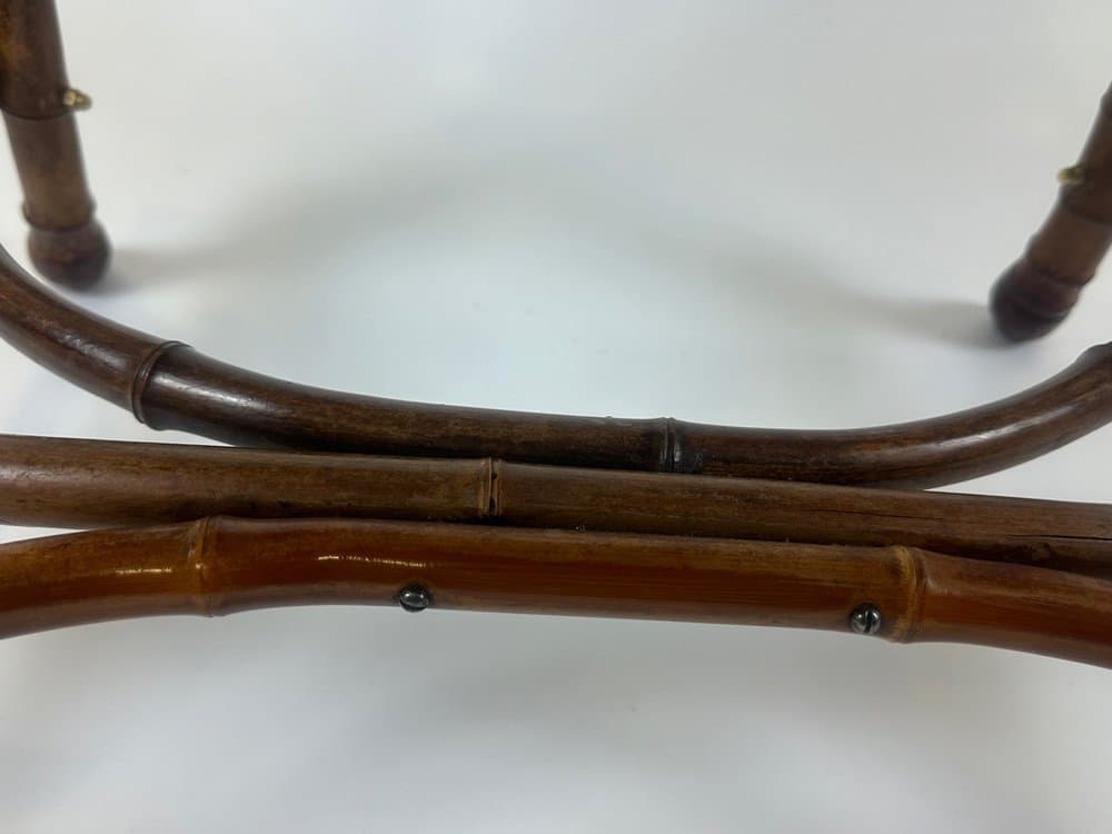 Krzesło boczne Art Nouveau, bambus brązowy jasny, mosiądz, Austria, pocz. XX w. - 151010