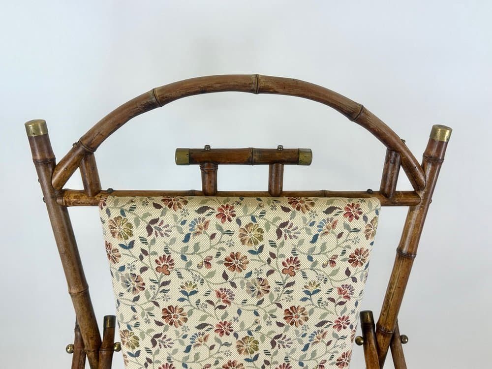 Krzesło boczne Art Nouveau, bambus brązowy jasny, mosiądz, Austria, pocz. XX w. - 151005