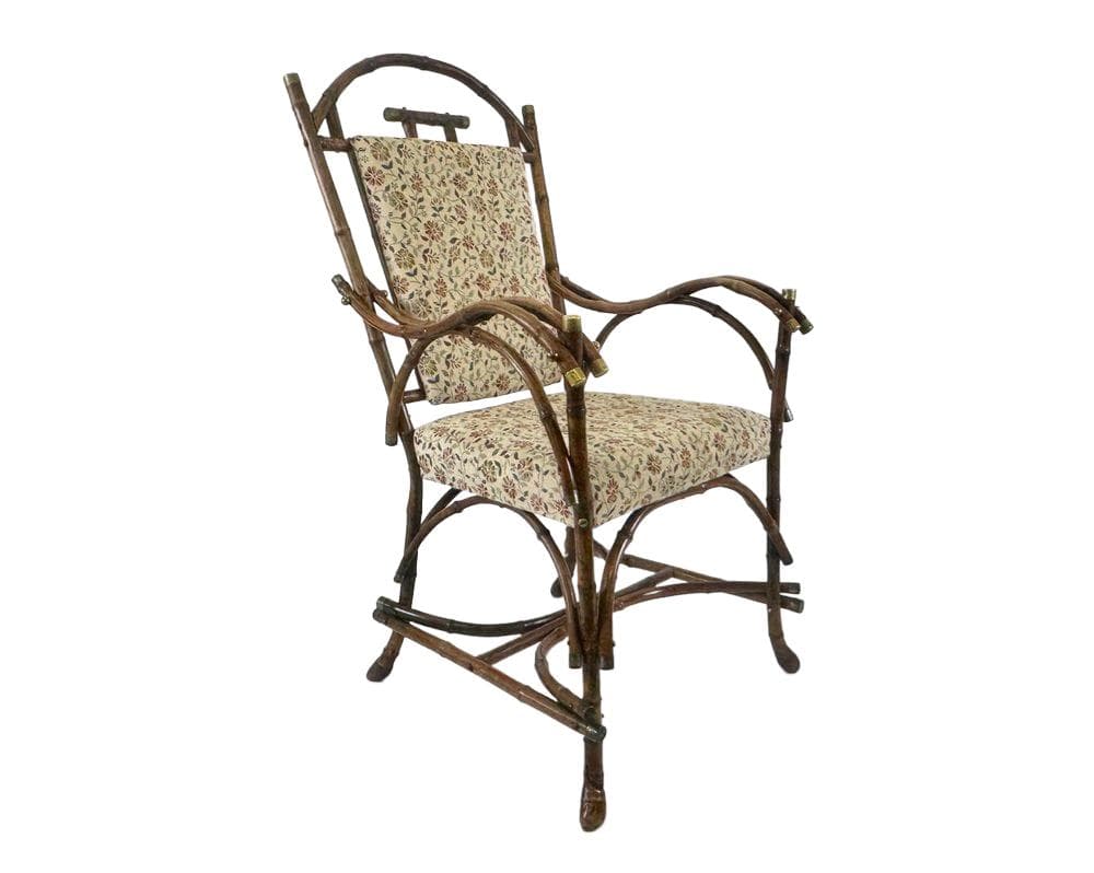 Krzesło boczne Art Nouveau, bambus brązowy jasny, mosiądz, Austria, pocz. XX w. - 148383