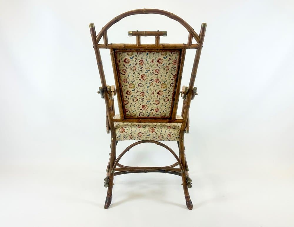 Krzesło boczne Art Nouveau, bambus brązowy jasny, mosiądz, Austria, pocz. XX w. - 150999