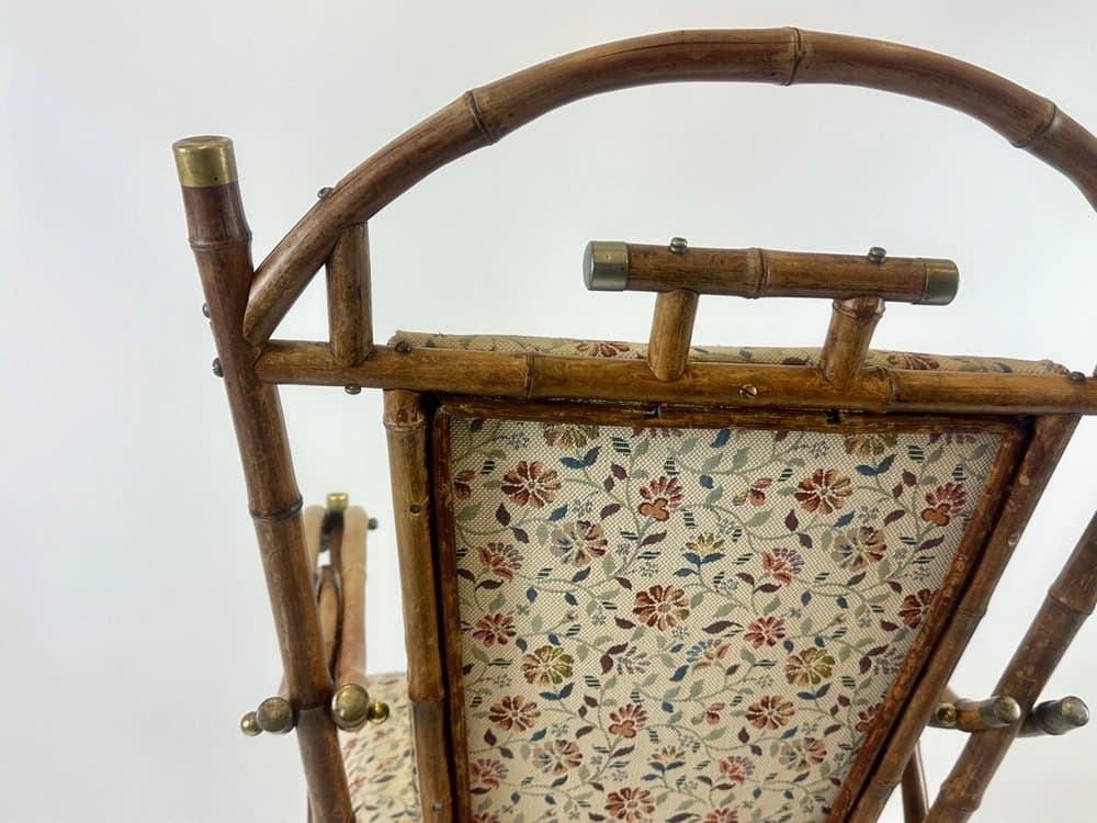 Krzesło boczne Art Nouveau, bambus brązowy jasny, mosiądz, Austria, pocz. XX w. - 151003