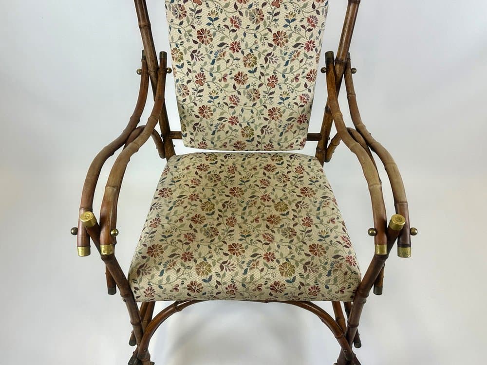 Krzesło boczne Art Nouveau, bambus brązowy jasny, mosiądz, Austria, pocz. XX w. - 151000