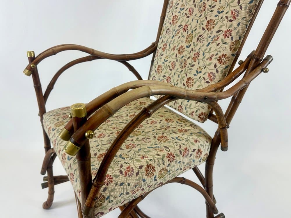 Krzesło boczne Art Nouveau, bambus brązowy jasny, mosiądz, Austria, pocz. XX w. - 151001