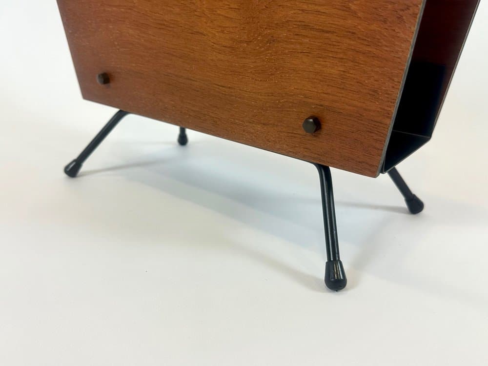 Magazine rack, brown teak, black metal, Denmark, 1960s. - 151030