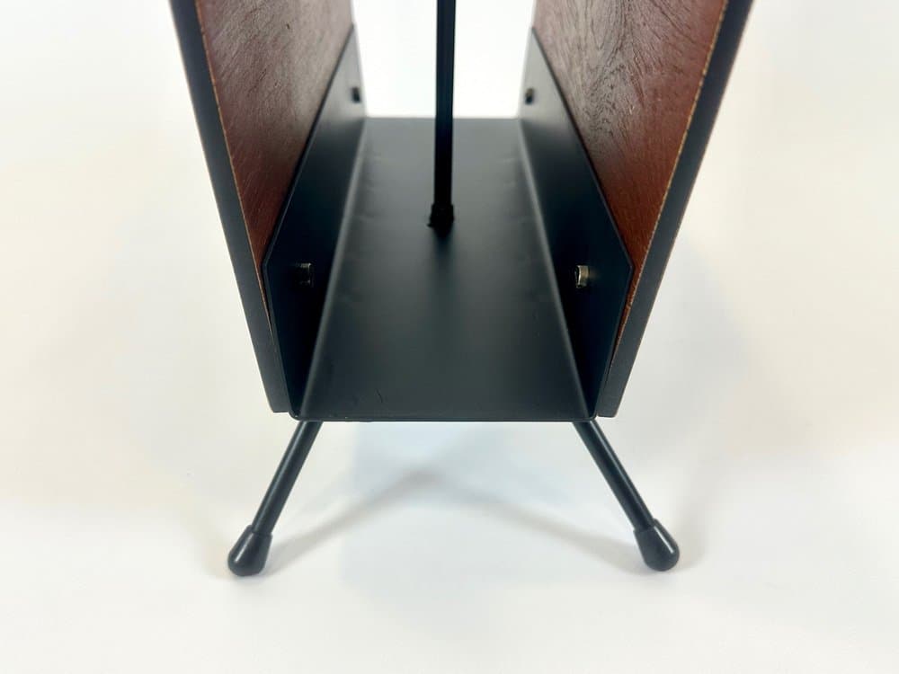 Magazine rack, brown teak, black metal, Denmark, 1960s. - 151031