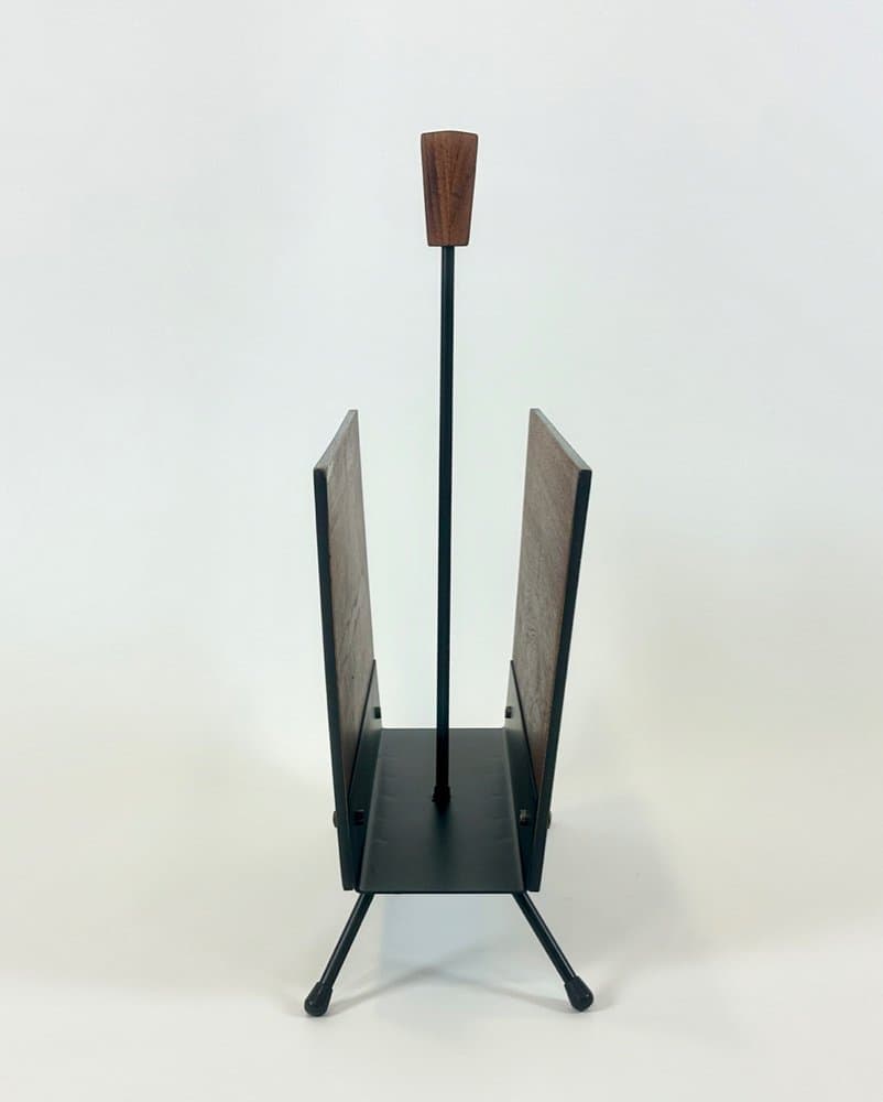 Magazine rack, brown teak, black metal, Denmark, 1960s. - 151032