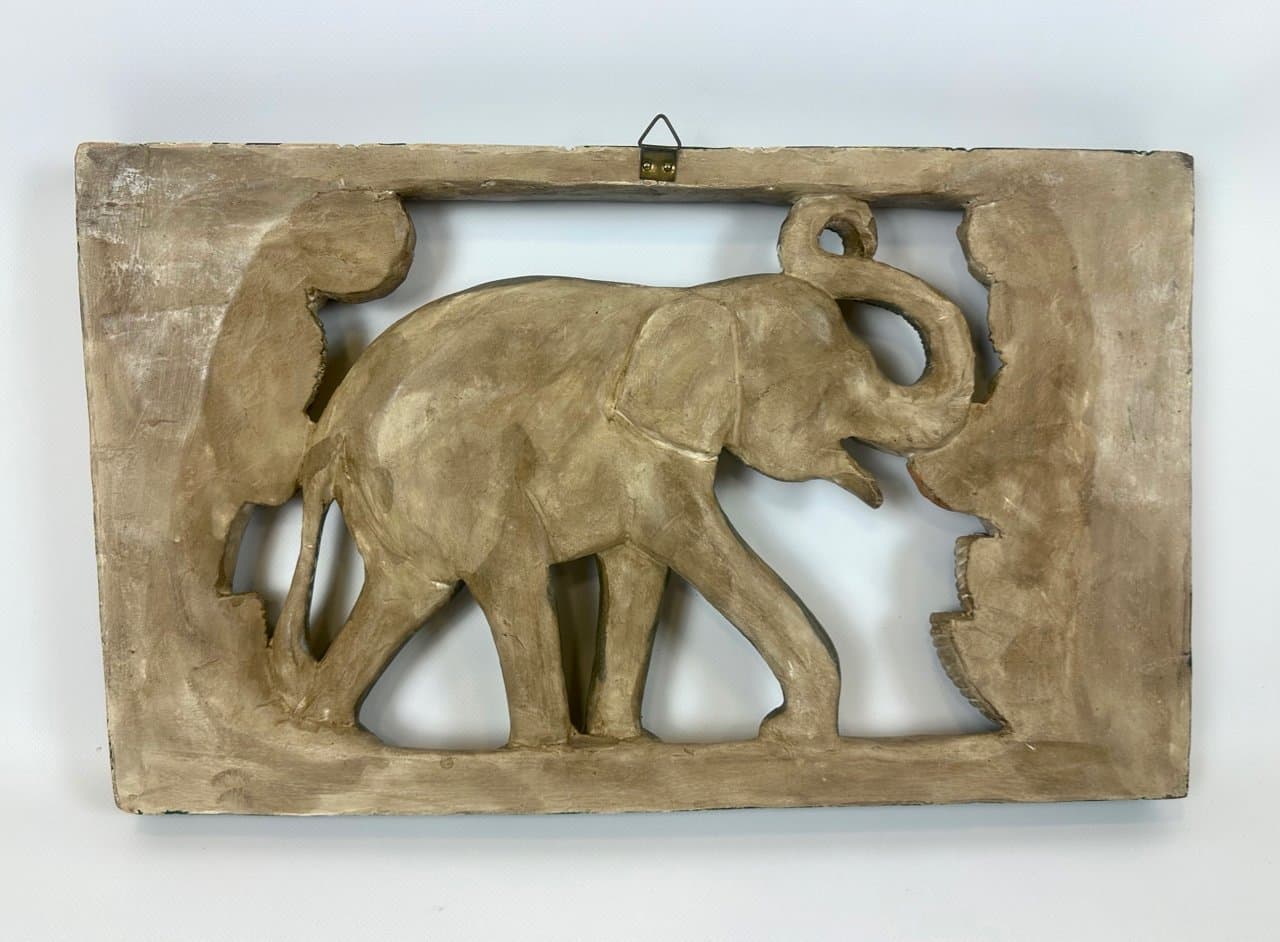 Wall Relief Elephant, green, wood, Thailand, 1960s. - 151074