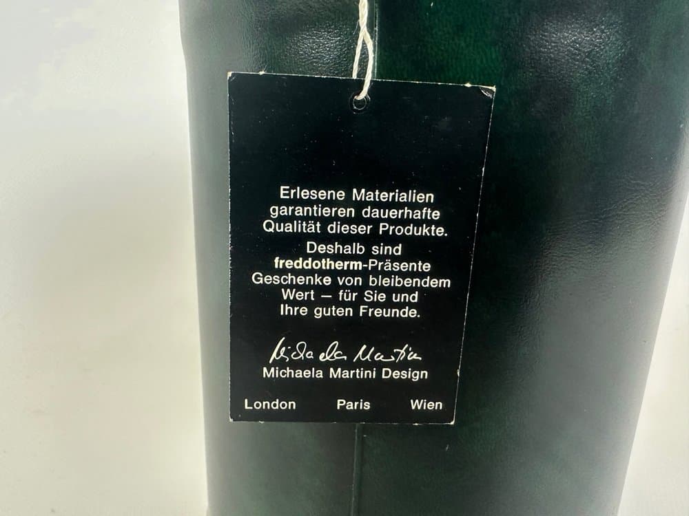 Cooler do wina, butelkowy zielony, plastik ekoskóra, Szwajcaria, lata 70. - 151093