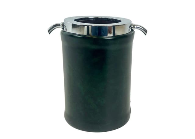 Cooler do wina, butelkowy zielony, plastik ekoskóra, Szwajcaria, lata 70. - WYMIARY