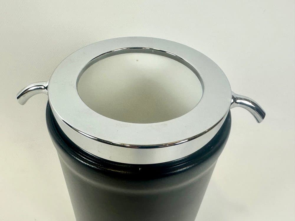 Cooler do wina, czarny, ekoskóra, plastik, stal chromowana, Freddotherm, Szwajcaria, lata 70. - 151097