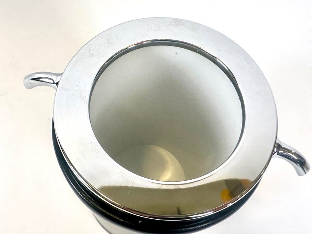 Cooler do wina, czarny, ekoskóra, plastik, stal chromowana, Freddotherm, Szwajcaria, lata 70. - 151099