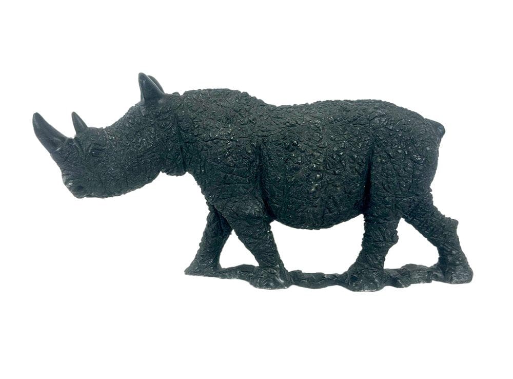 Figurka nosorożca Shona Art, czarny springstone, Zimbabwe, lata 70. - 148397