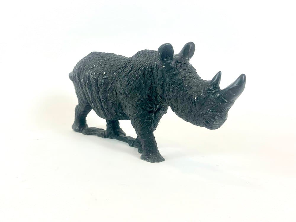 Figurka nosorożca Shona Art, czarny springstone, Zimbabwe, lata 70. - 151129