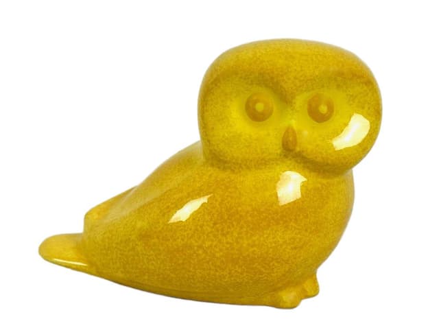 Figurka sowa, żółty, porcelana, Niemcy, lata 70. - WYMIARY