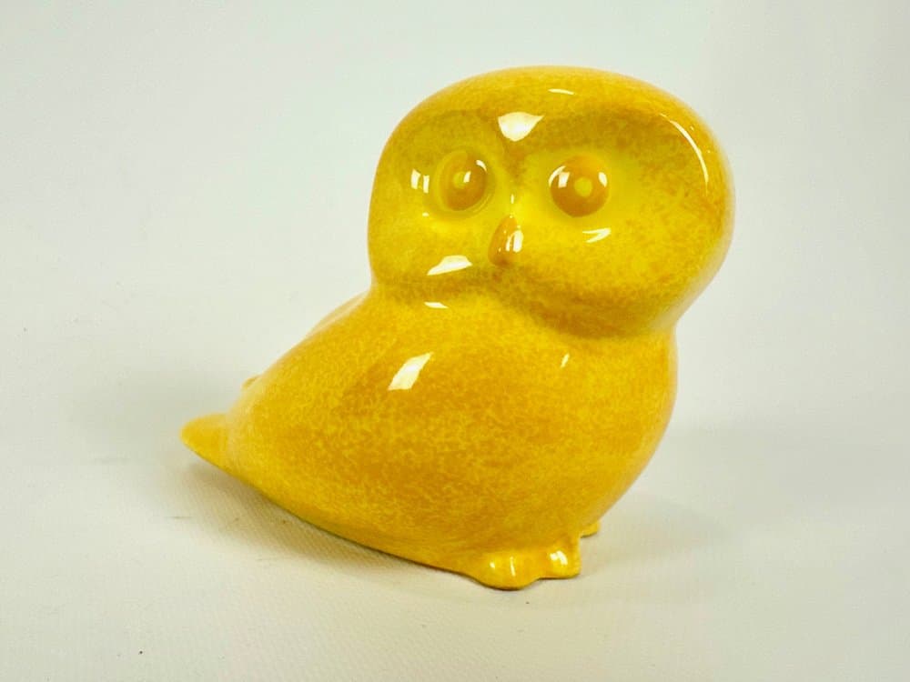 Figurka sowa, żółty, porcelana, Niemcy, lata 70. - 151146