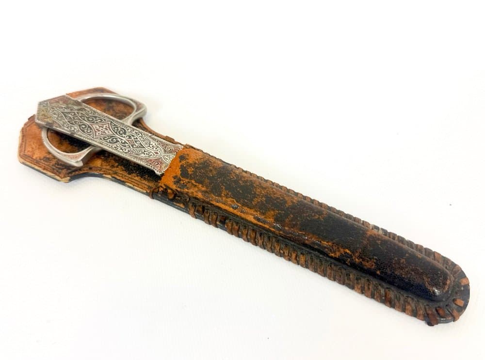 Zestaw biurkowy secesyjny, brązowy, skóra naturalna, stal, złocenie, Niemcy, lata 10. - 151149