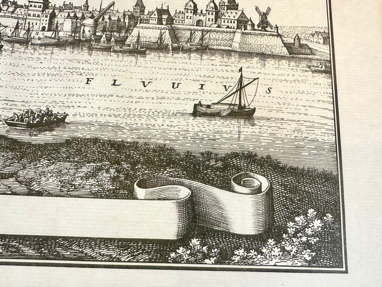 Print Düsseldorf from Topographia Germanie, ivory, by M. Merian, Germany, 17th century - 151209
