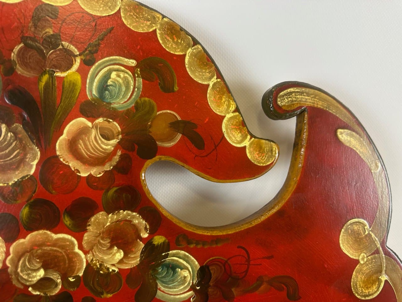 Wall Mirror Folk Art, red, glass, wood, Austria, 1970s. - 151218