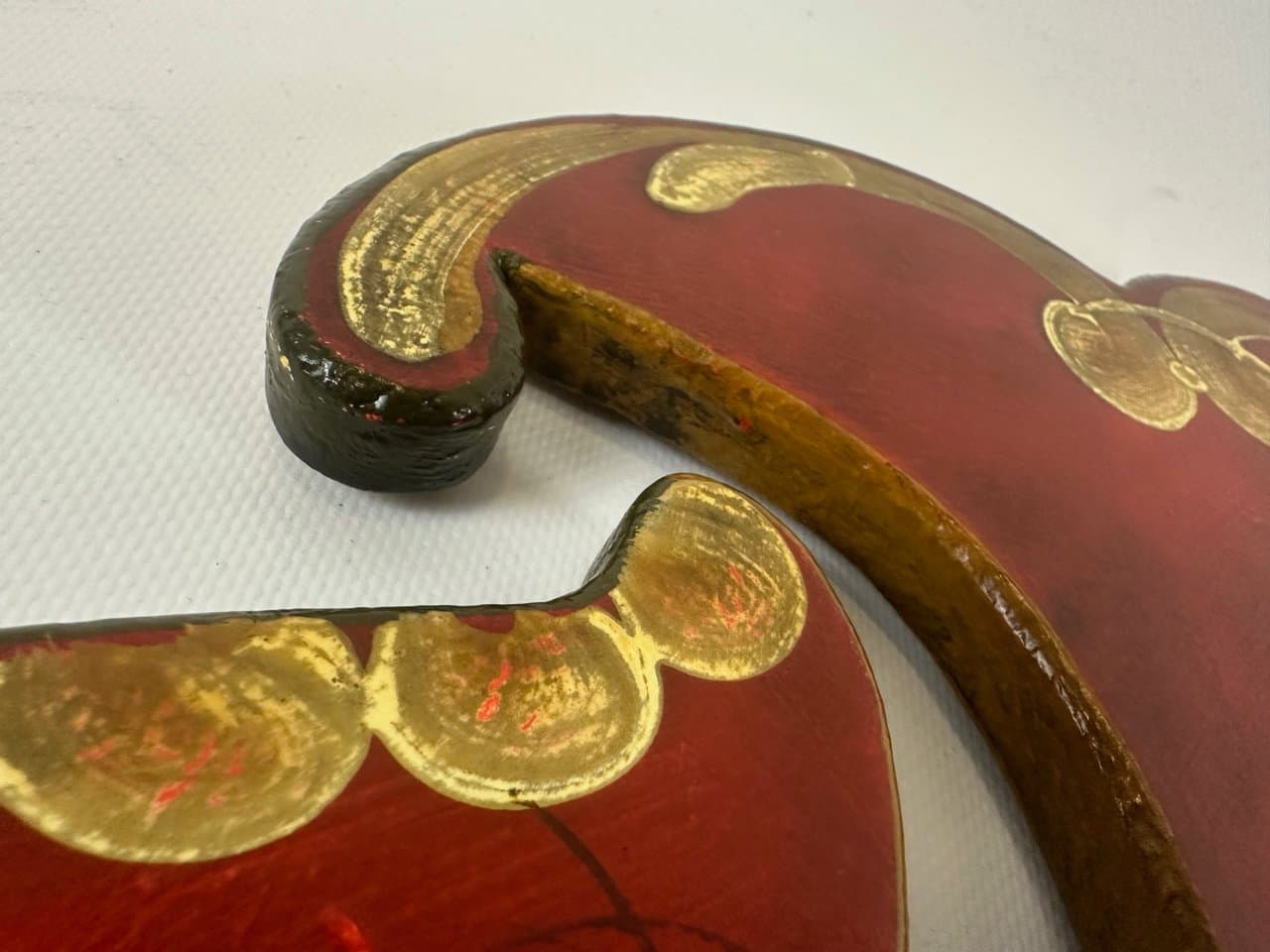 Wall Mirror Folk Art, red, glass, wood, Austria, 1970s. - 151221