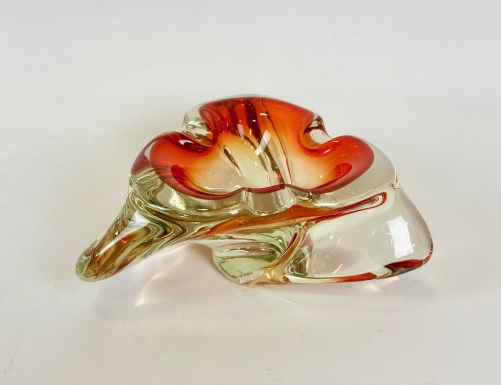 Popielniczka Murano, czerwona, szkło, Włochy, lata 60. - 151254