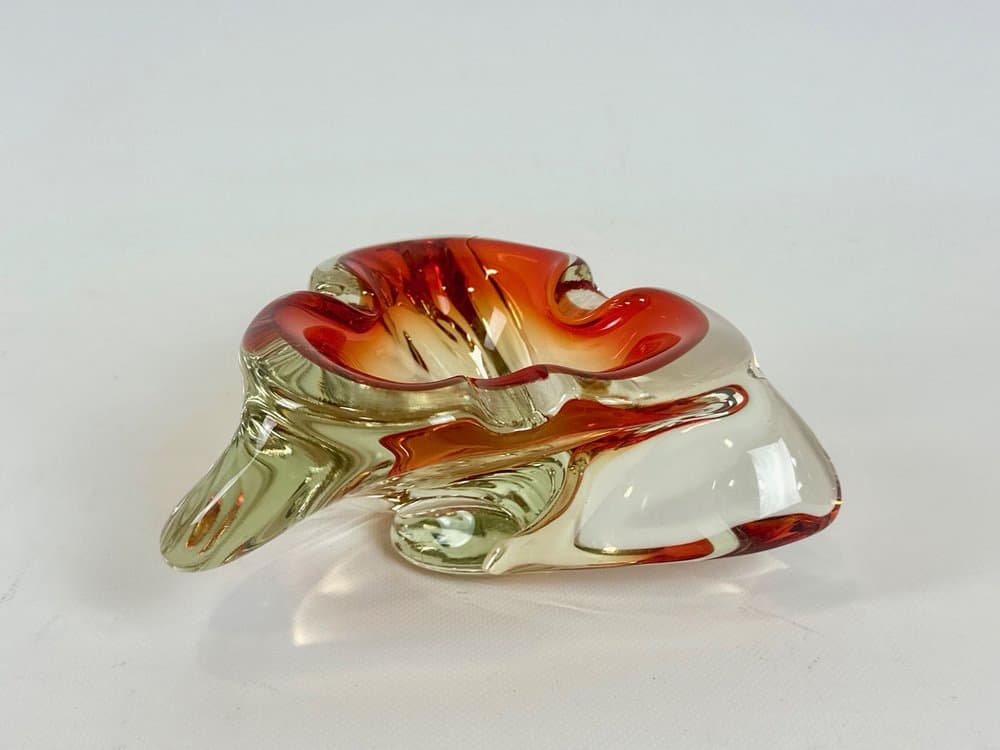 Popielniczka Murano, czerwona, szkło, Włochy, lata 60. - 151255