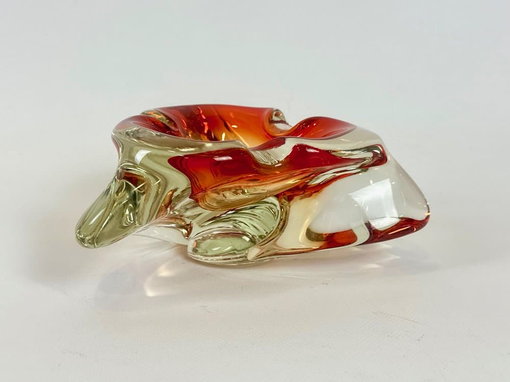 Popielniczka Murano, czerwona, szkło, Włochy, lata 60. - 151258