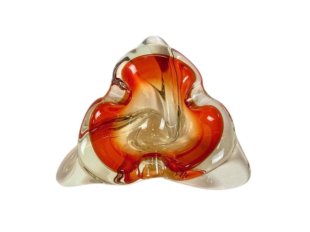 Popielniczka Murano, czerwona, szkło, Włochy, lata 60. - 148411