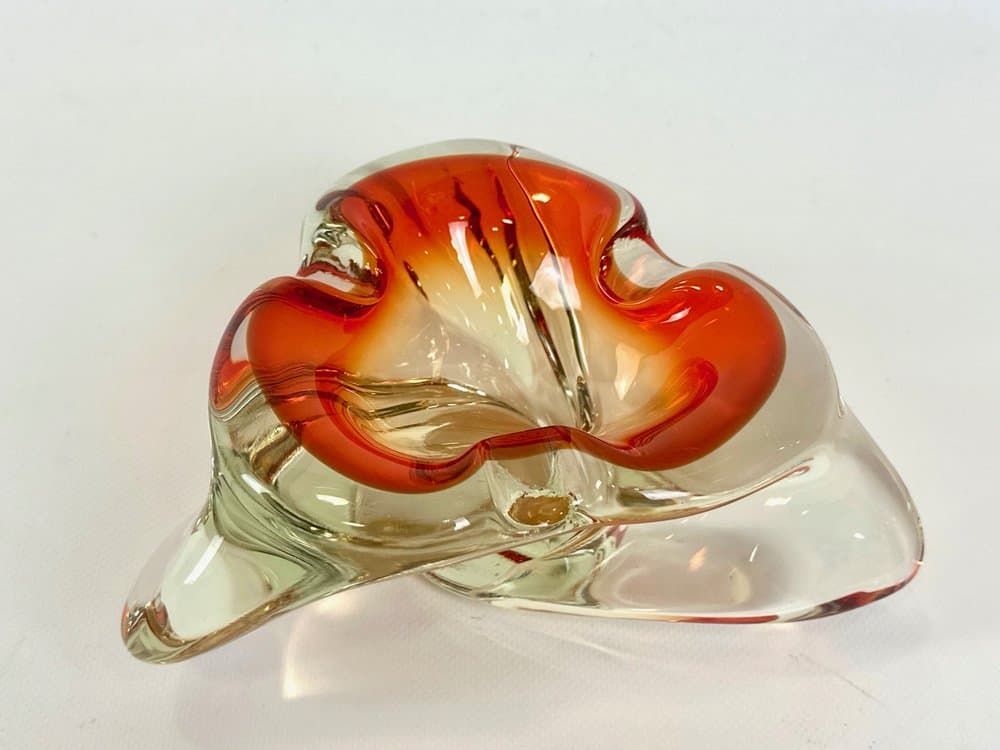 Popielniczka Murano, czerwona, szkło, Włochy, lata 60. - 151253