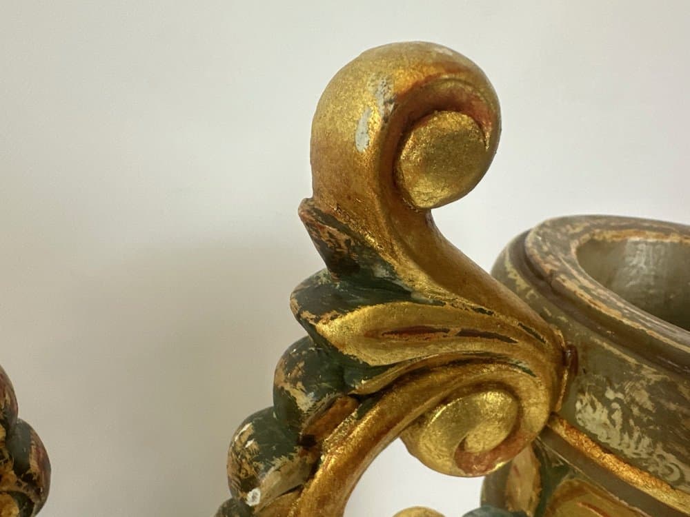 Para wazonów neoklasycystycznych, złoty, drewno, Luksemburg, lata 80. - 151264