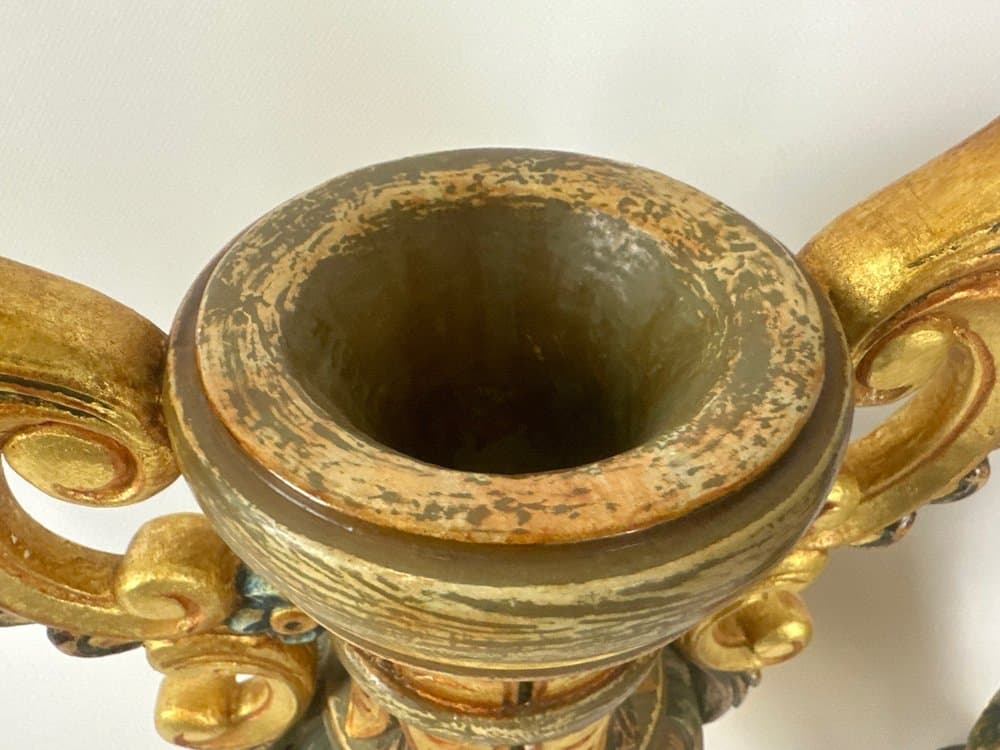 Para wazonów neoklasycystycznych, złoty, drewno, Luksemburg, lata 80. - 151265