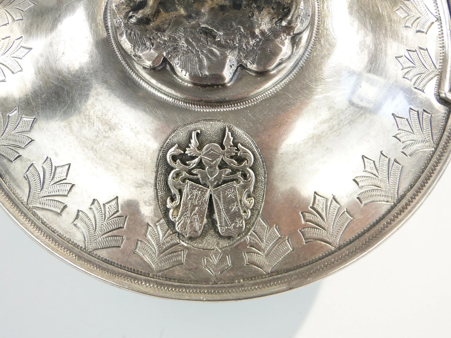 Cheese Container with Figural Lid, turquoise, glass, silver, France, 19th c. - 9283