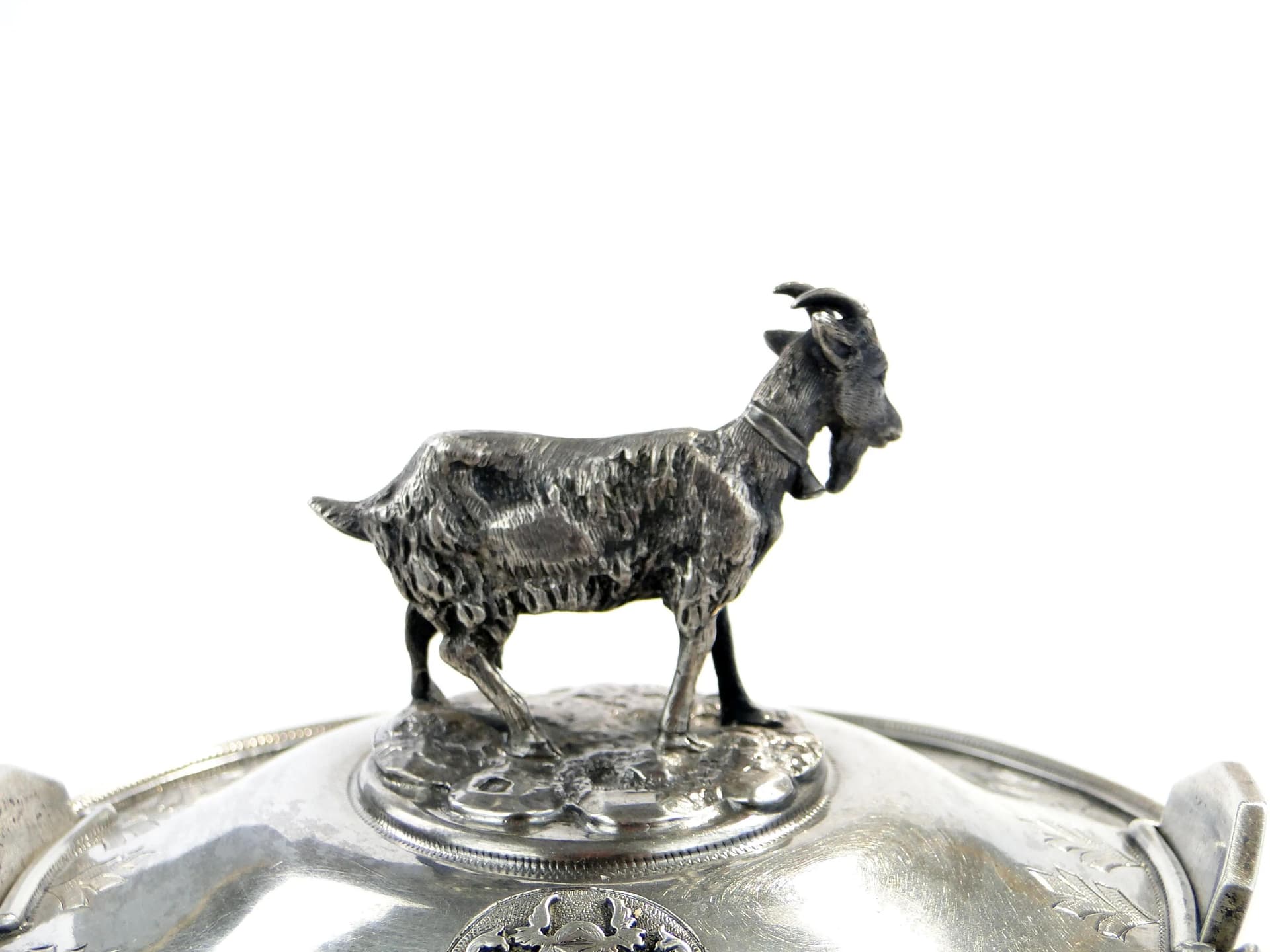 Cheese Container with Figural Lid, turquoise, glass, silver, France, 19th c. - 9284