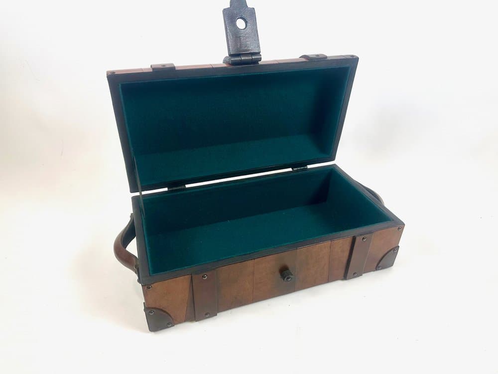 Pudełko, skóra brąz jasny, proj. W. Bober, USA, lata 70. - 151351