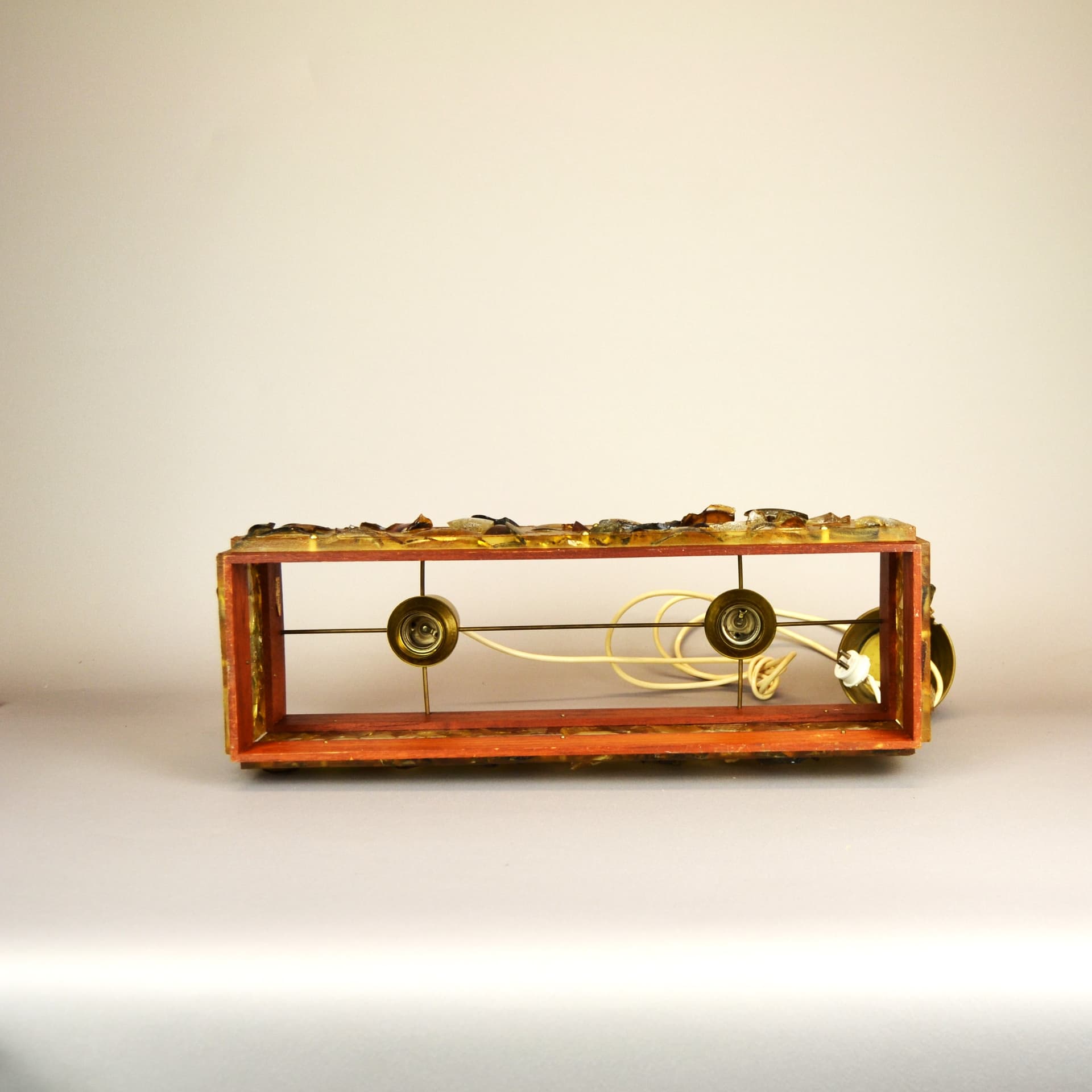 Lampa sufitowa, multikolor, drewno tekowe, lata 60. - 1094