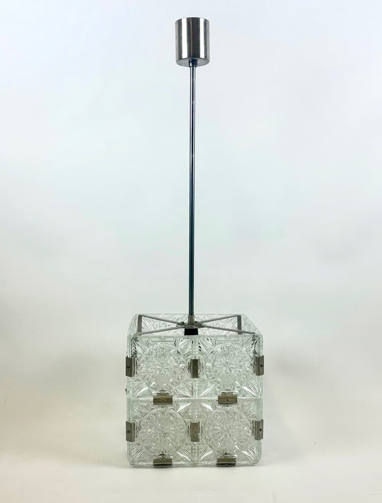 Pendant lamp Cube, transparent crystal, Czech Republic, 1970s. - 151361