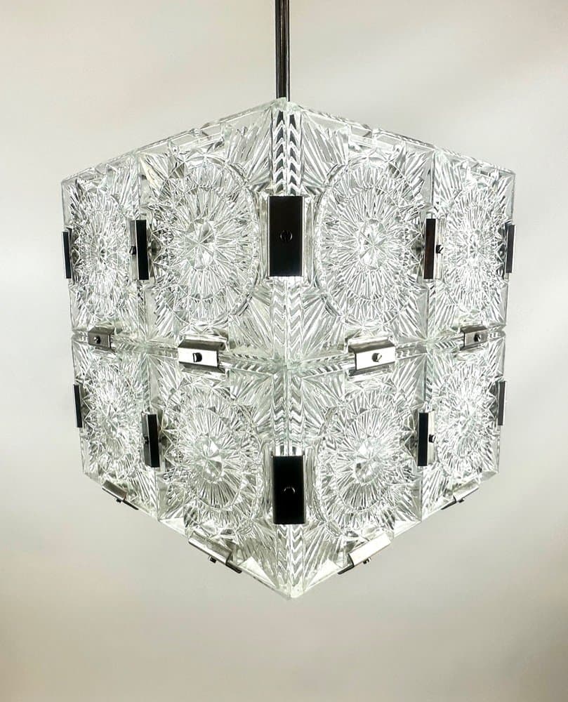 Pendant lamp Cube, transparent crystal, Czech Republic, 1970s. - 151360