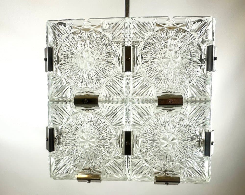 Pendant lamp Cube, transparent crystal, Czech Republic, 1970s. - 151362