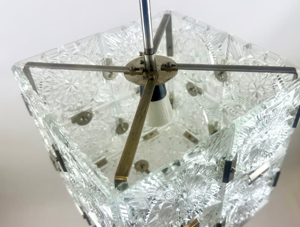 Pendant lamp Cube, transparent crystal, Czech Republic, 1970s. - 151358