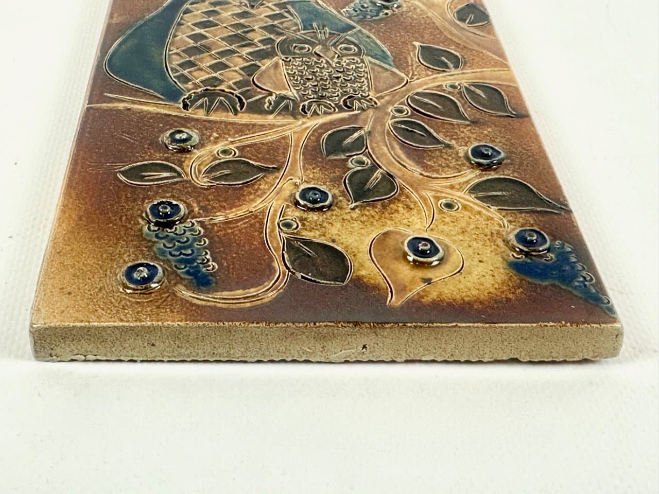 Płytka reliefowa sowy, żółty, ceramika, lata 60. - 151367