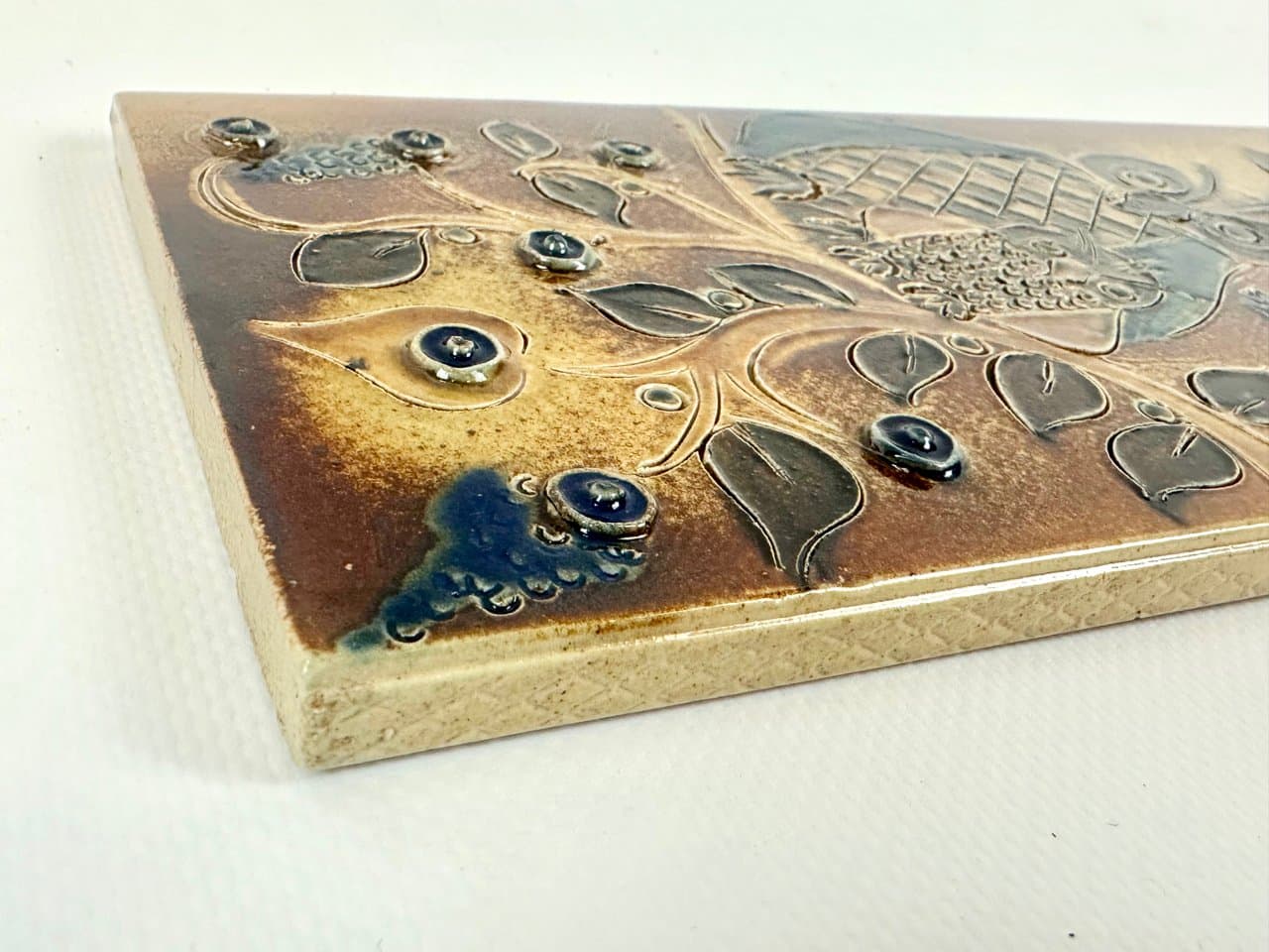 Płytka reliefowa sowy, żółty, ceramika, lata 60. - 151366